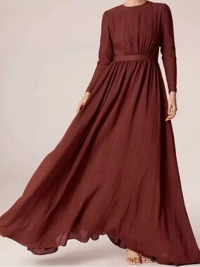 Women's Long-Sleeve Maxi Dress in Wine